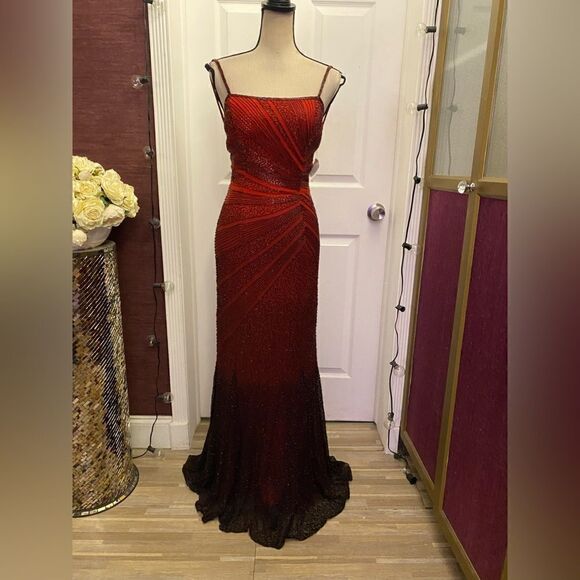 Mia Bella hand crafted pure silk beaded dress, S - Picture 1 of 13